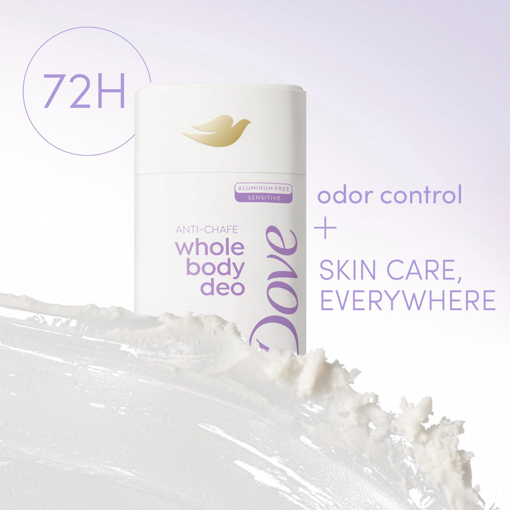 Dove deodorant stick applied on underarms with soothing serum