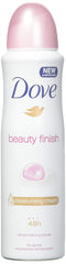 Dove Beauty Finish deodorant bottle for everyday freshness and protection.