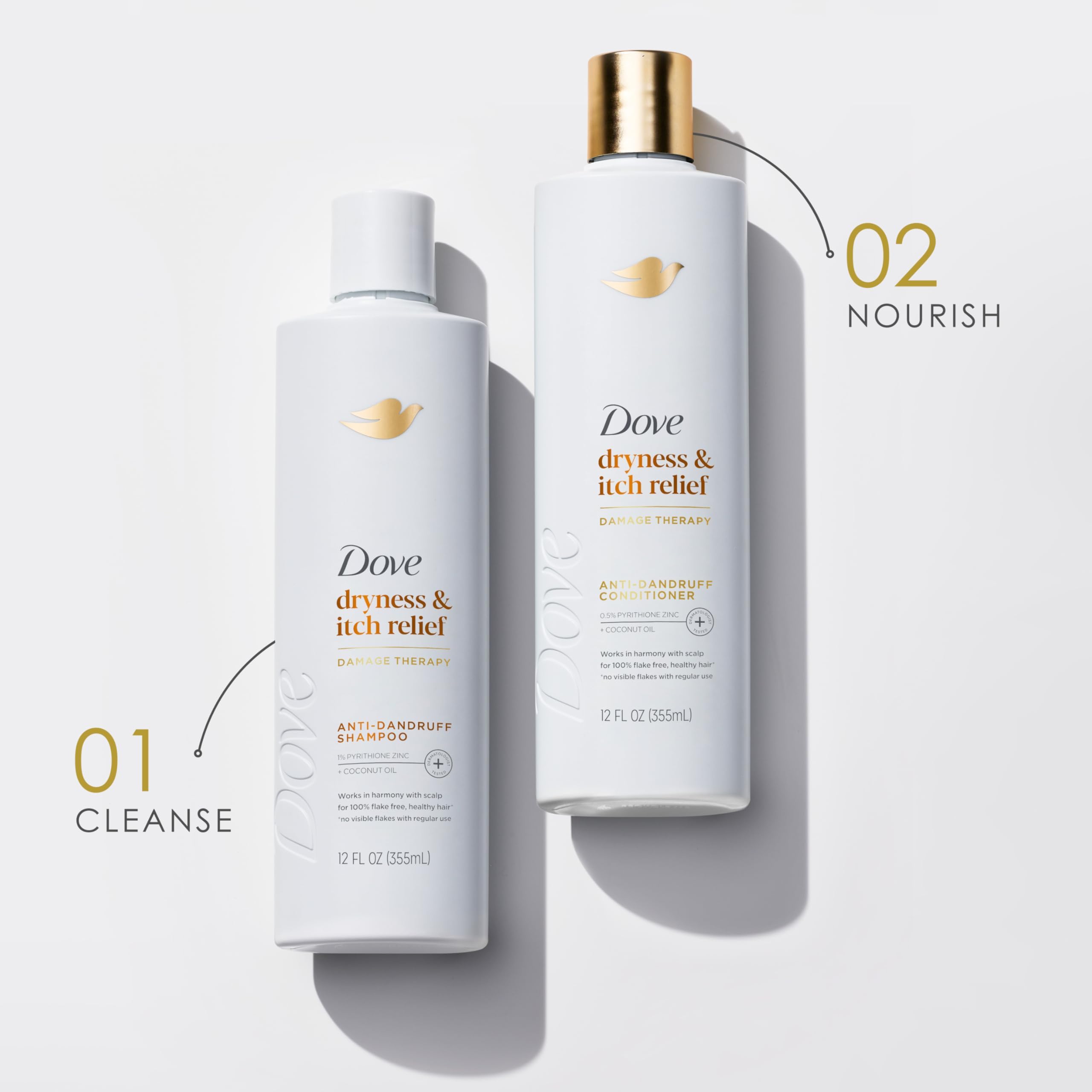 Dove DermaCare anti-dandruff flakes visual with reduced appearance