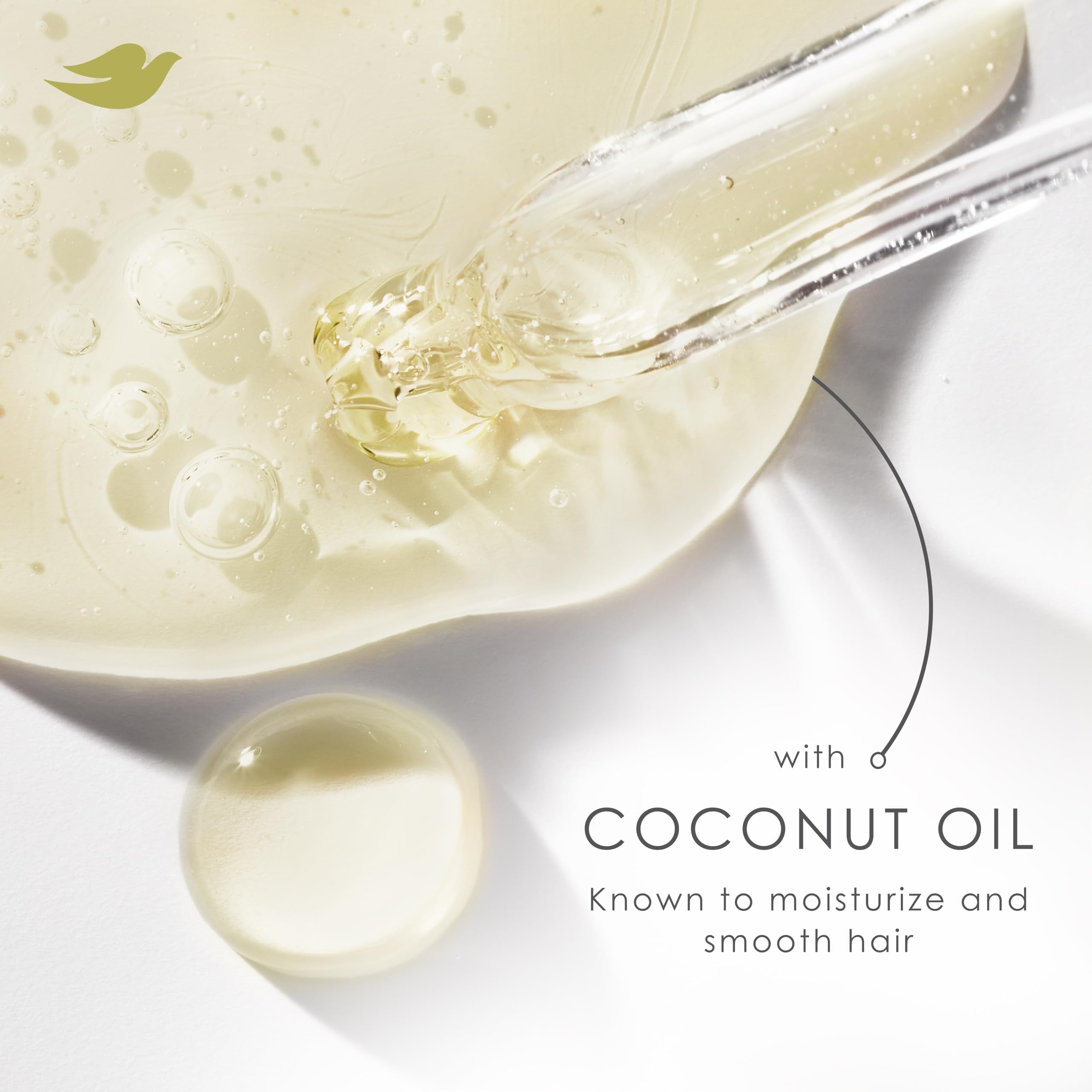 Dove DermaCare conditioner closeup highlights silky, smooth hair potential