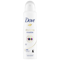 Dove Dry Spray Invisible application closeup shows quick-drying mist.