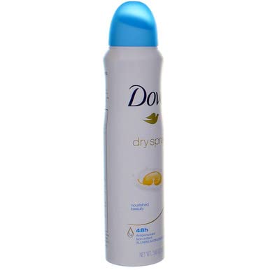 Dove Nourished Beauty dry-application scene shows no wait after spraying.