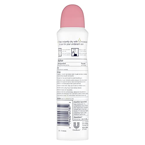 Dove dry spray application Rose Petals for quick, mess-free drying and freshness.