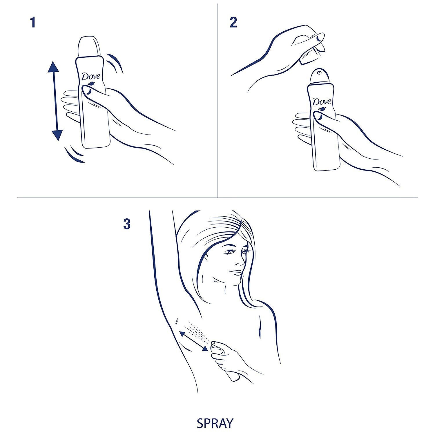 Underarm protection all day with Dove Dry Spray for daily activities.