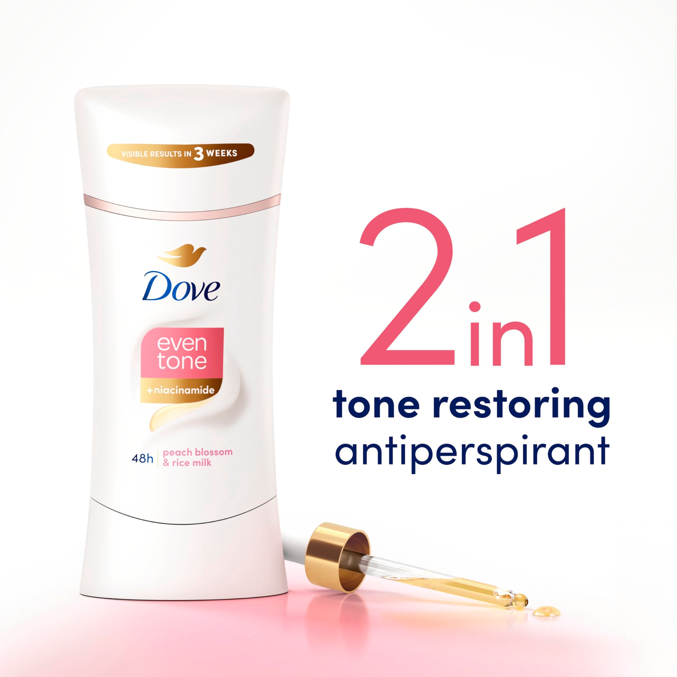 Dove Even Tone ingredients niacinamide and ceramides support soft underarms.