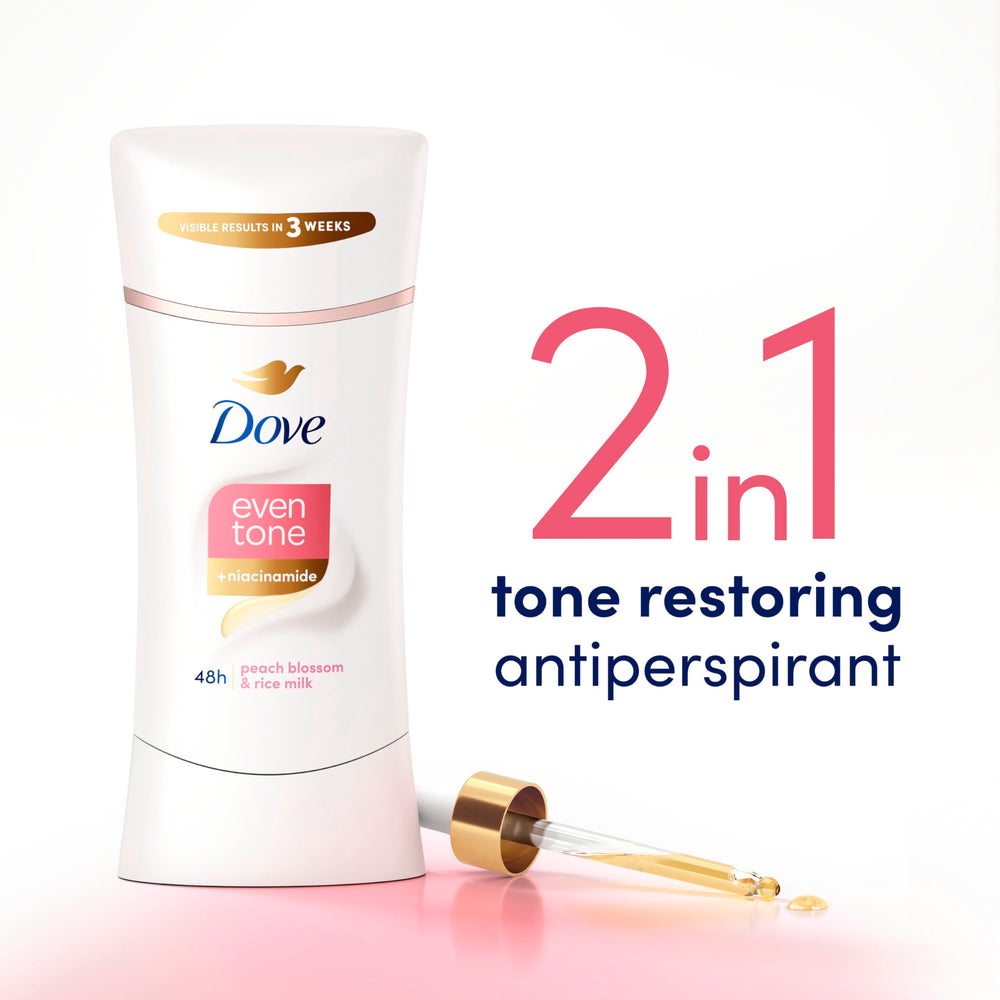 Dove Even Tone ingredients niacinamide and ceramides support soft underarms.