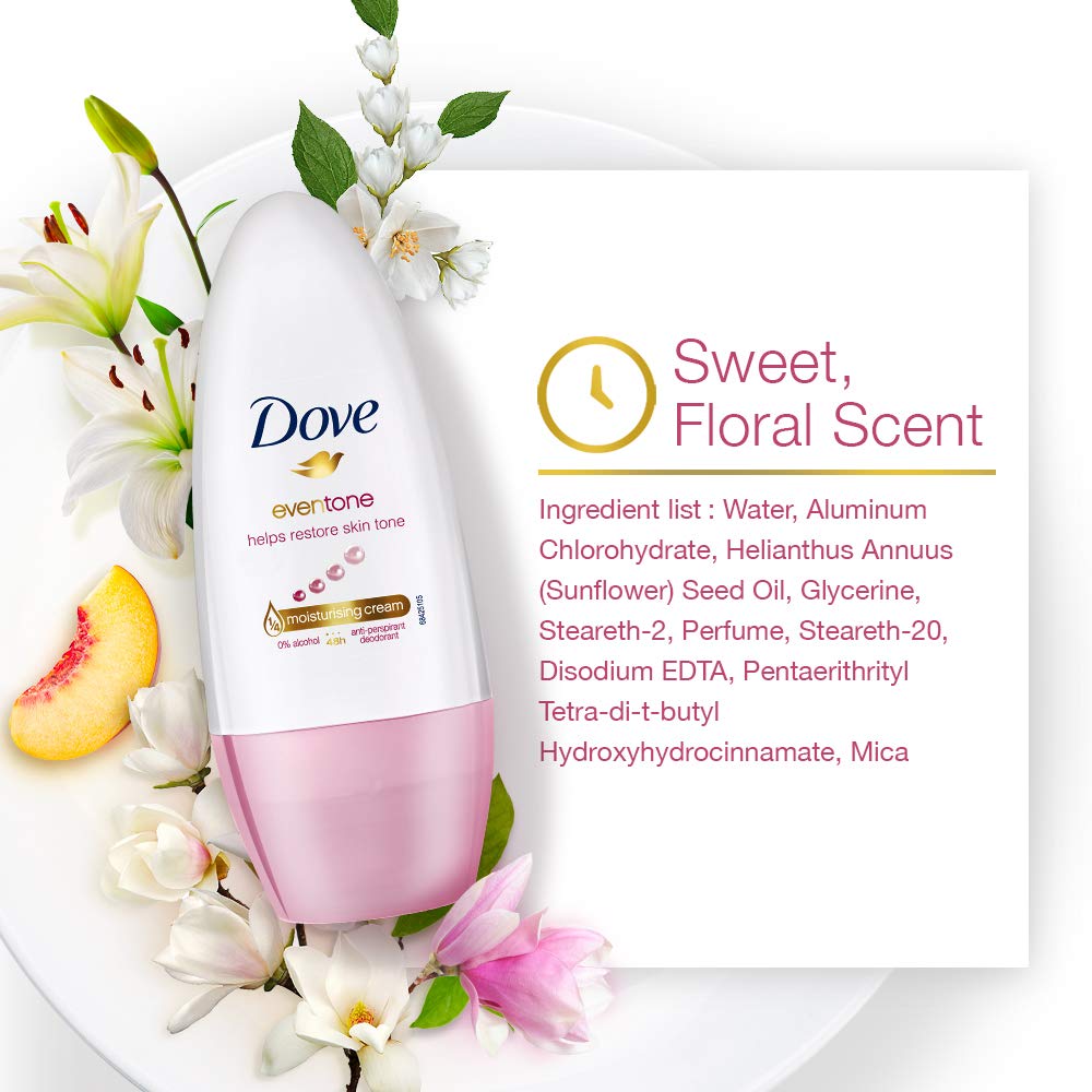 Dove Eventone Roll On packaging with travel-friendly size