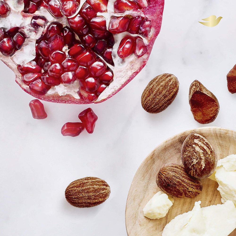 Dove Exfoliating Body Polish pomegranate fragrance for a refreshing shower.