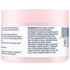 Dove Exfoliating Body Polish texture close-up highlights smooth, even application.