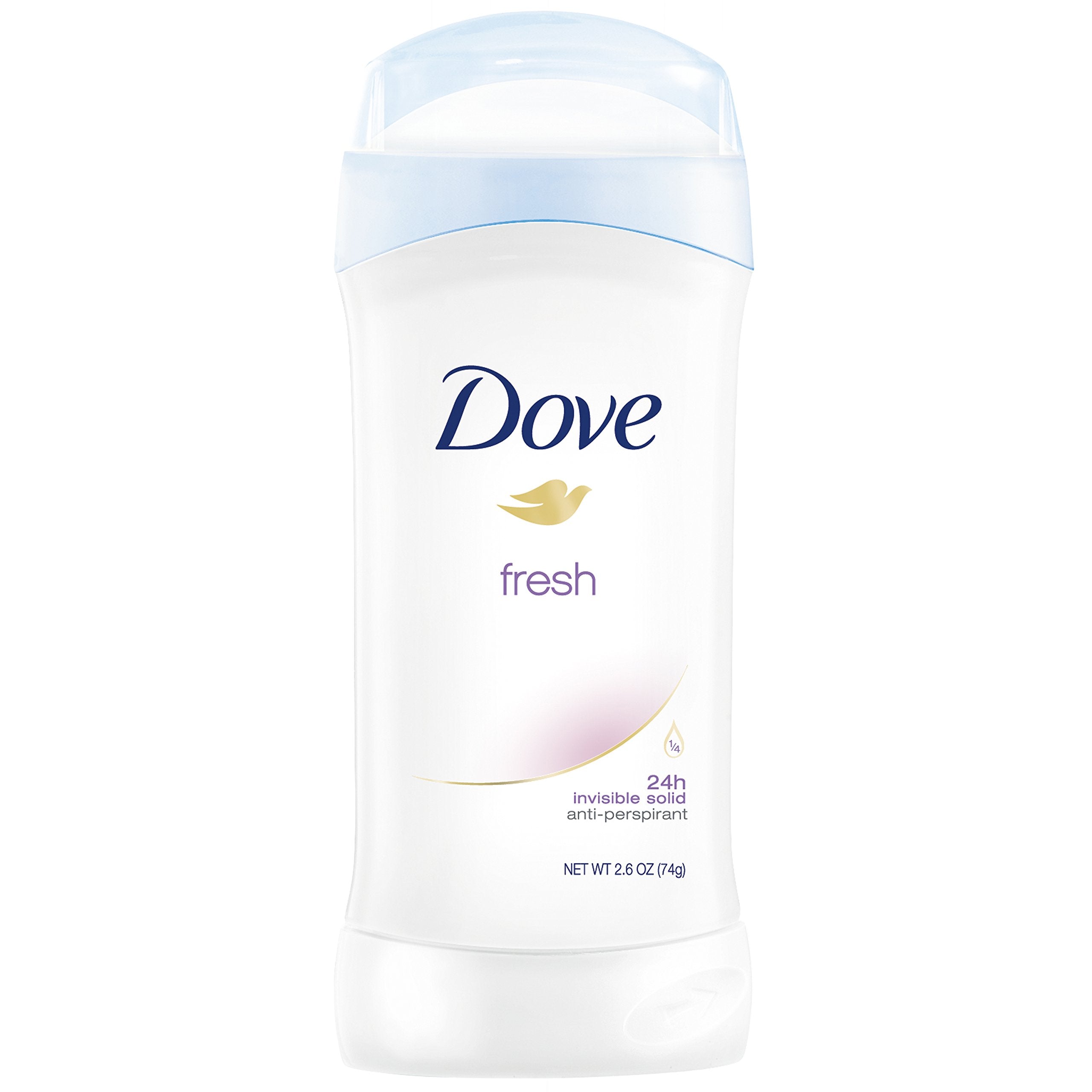 Dove Fresh Invisible Solid Deodorant Stick for all-day protection and soft underarms.