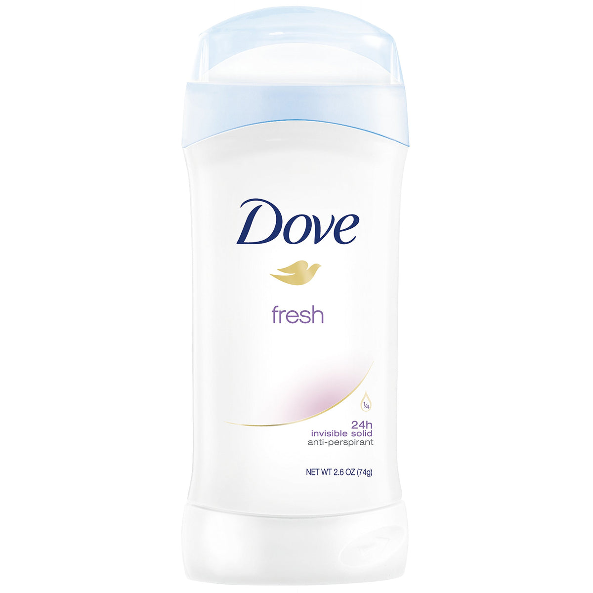 Dove Fresh Invisible Solid Deodorant Stick for all-day protection and soft underarms.