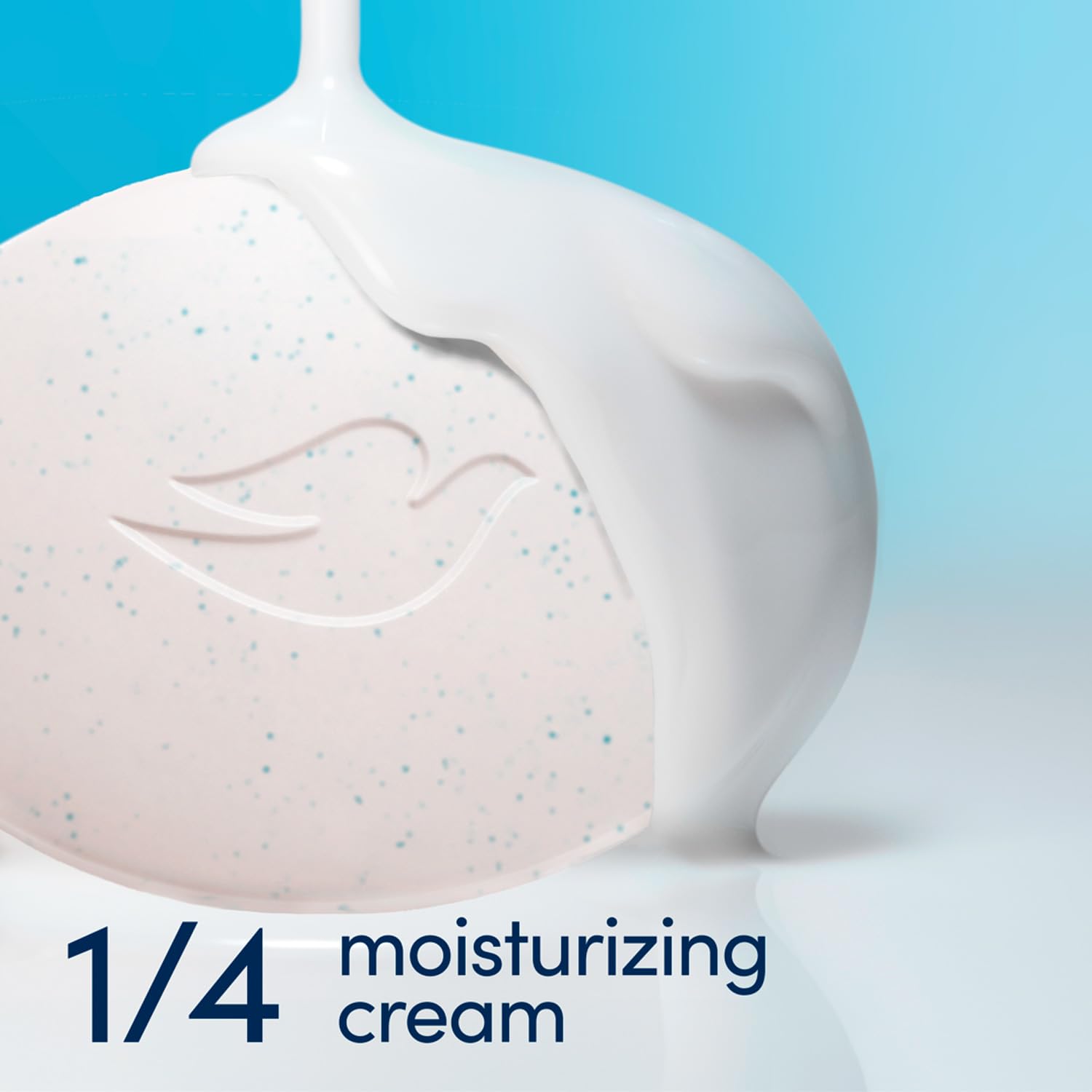 Dove bar lather on hand illustrating 3-in-1 cleansing potential.