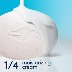 Dove bar lather on hand illustrating 3-in-1 cleansing potential.
