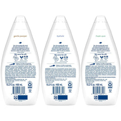 Dove Gentle Pamper bottle front; mild cleansing for sensitive skin.