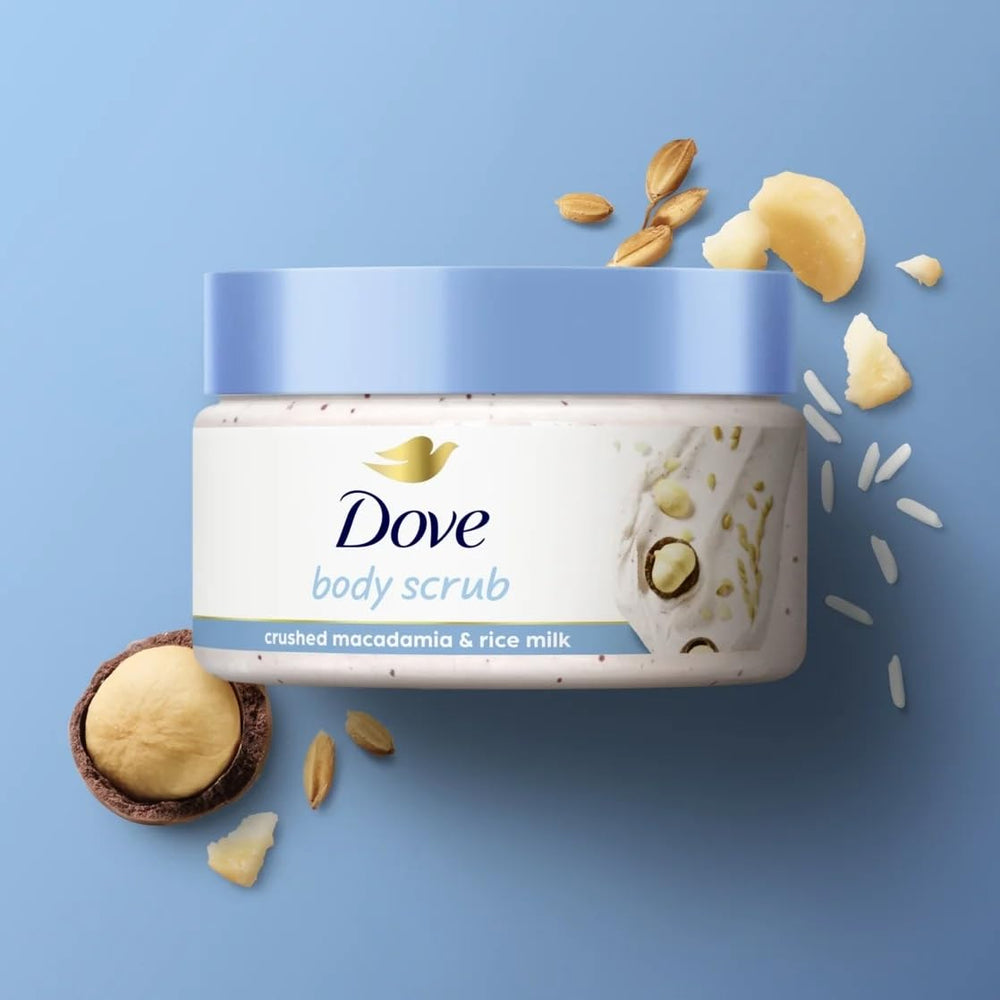 Dove Glow Gift Set scrub texture closeup reveals gentle buffing action