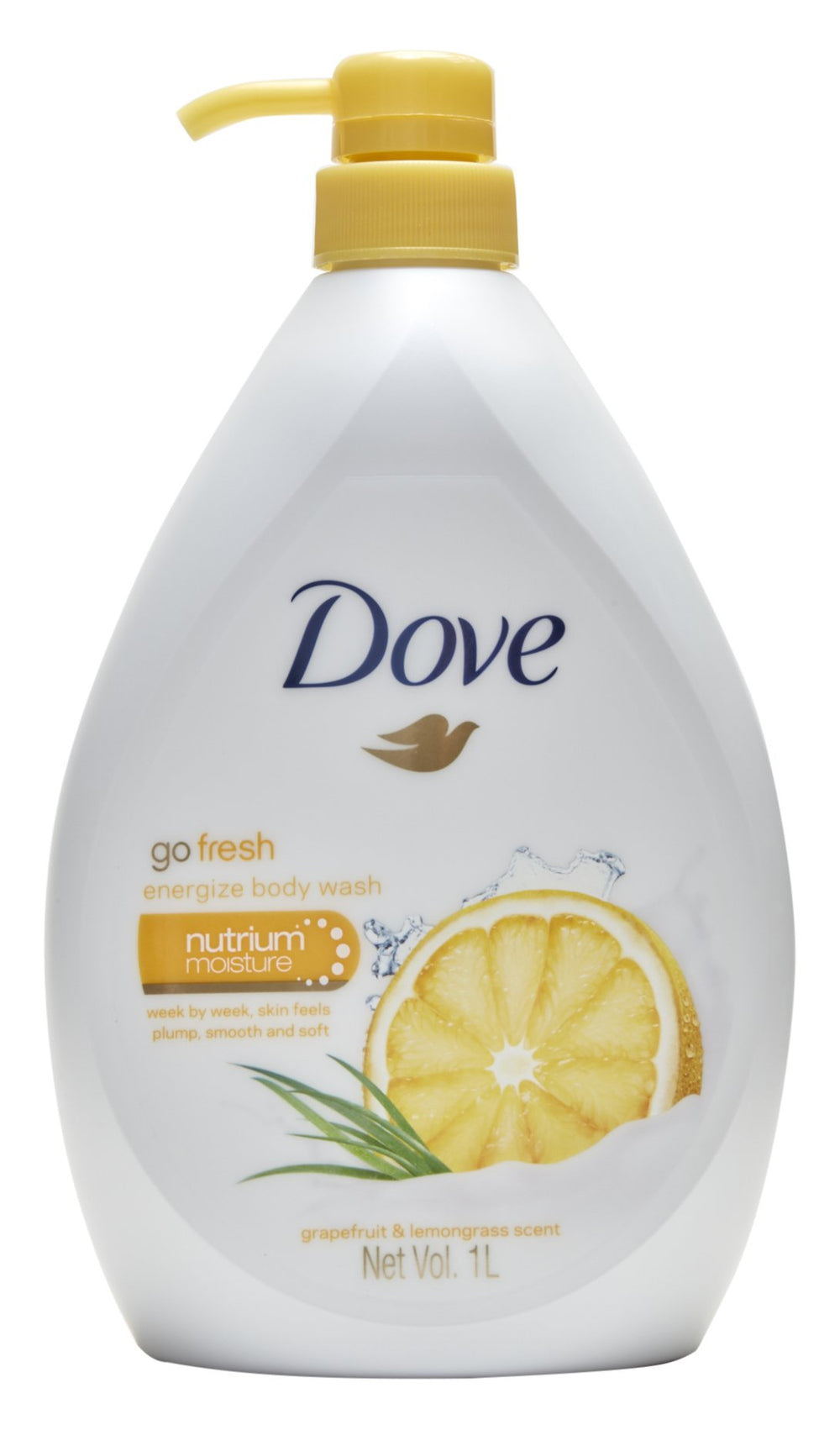Dove Go Fresh Energize bottle front for a refreshing morning shower.