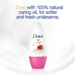 Packaging label highlights the pomegranate-lemon-verbena fragrance of Dove Go Fresh roll-on.