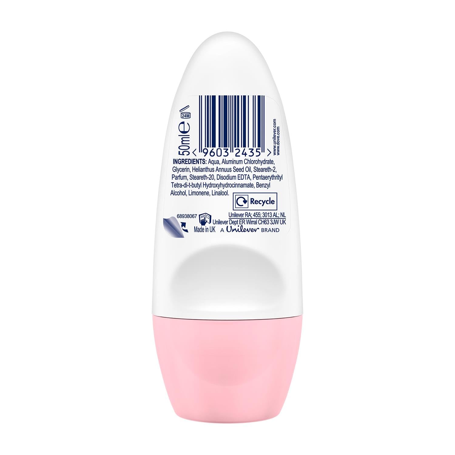 Texture close-up showing smooth glide on skin with Dove Go Fresh roll-on.