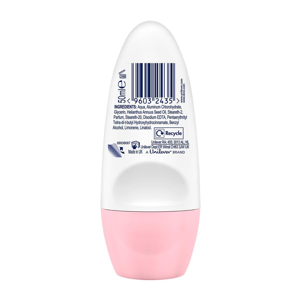 Texture close-up showing smooth glide on skin with Dove Go Fresh roll-on.