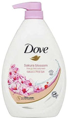 Dove Go Fresh Sakura Blossom bottle with pink salt for refreshed, hydrated skin.