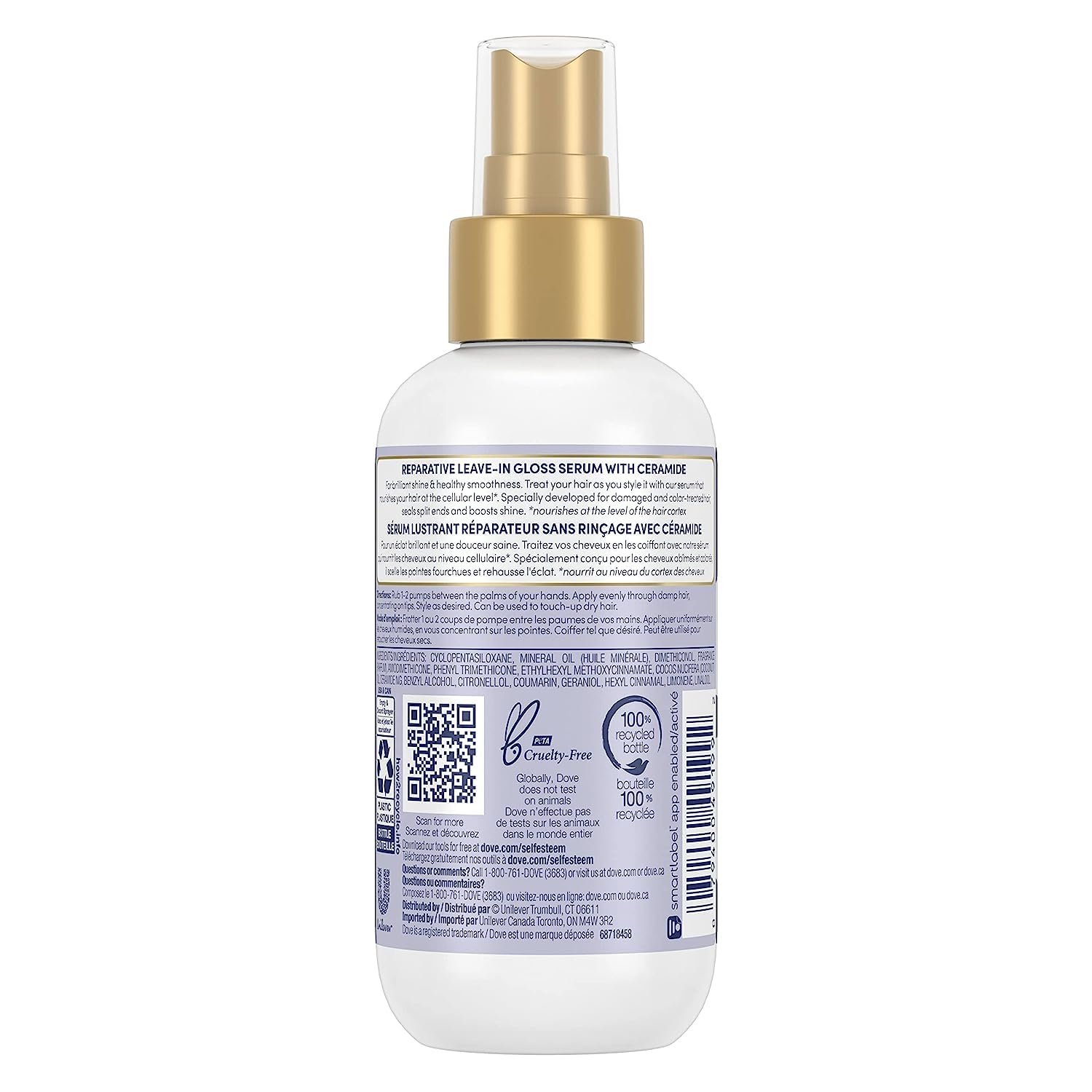 Dove Hair Therapy serum applied to ends for smoother, healthier-looking hair