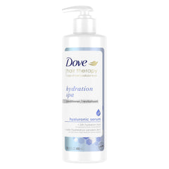 Dove Hair Therapy Hydration Spa Conditioner bottle for moisturized, soft hair.