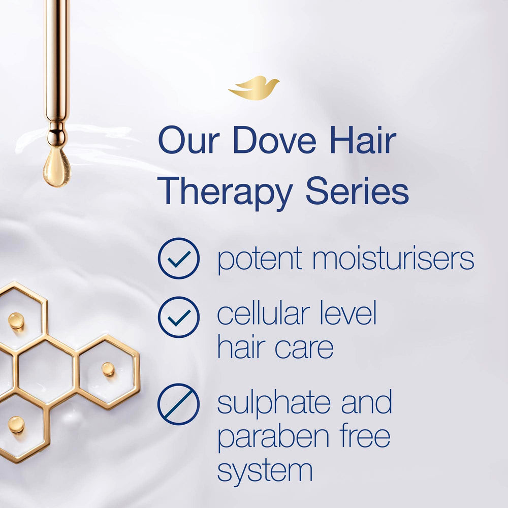 Ingredients scene showing hyaluronic serum concept behind Dove Hydration Spa Conditioner.