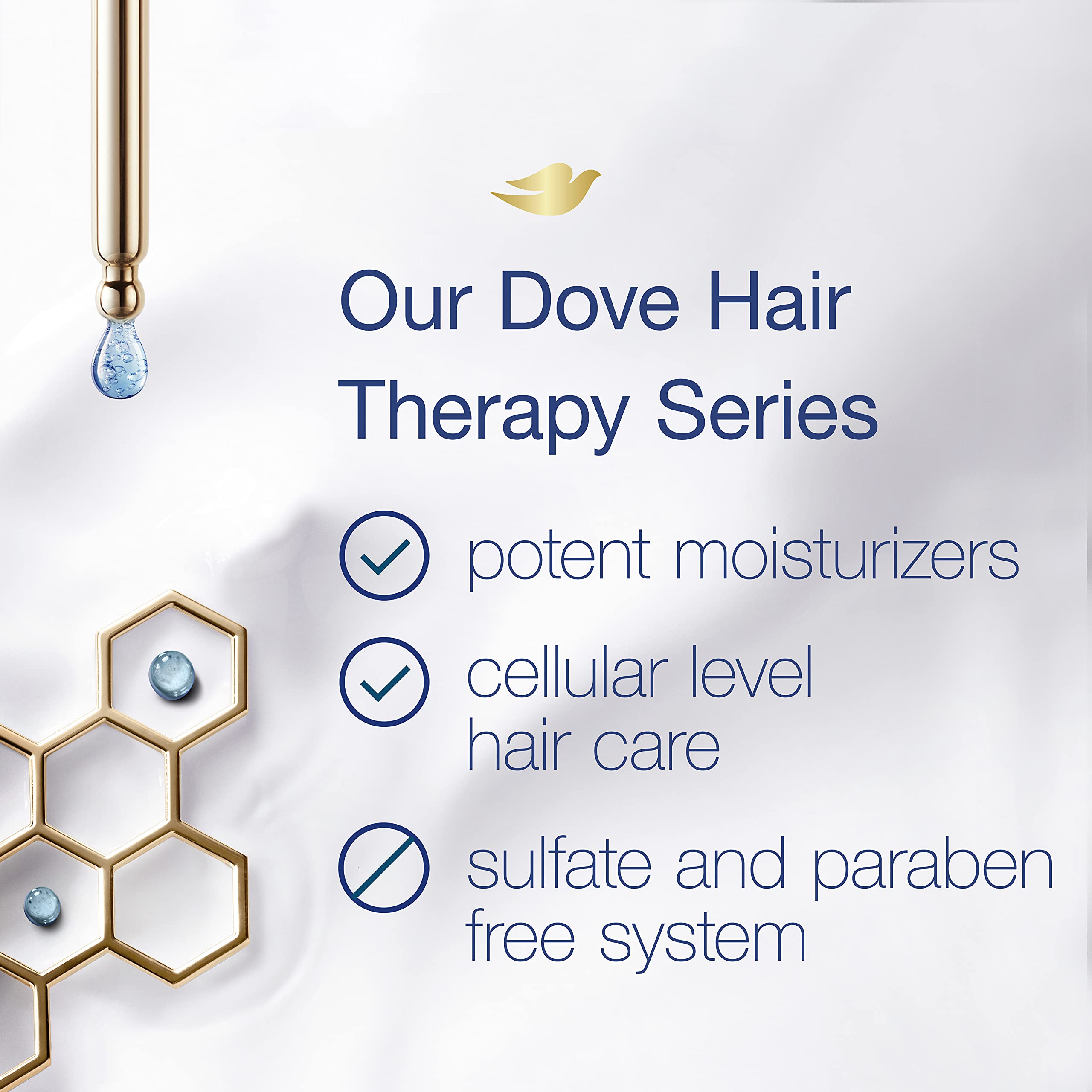 Rich lather from Dove Hydration Spa shampoo cushions hair with moisture.