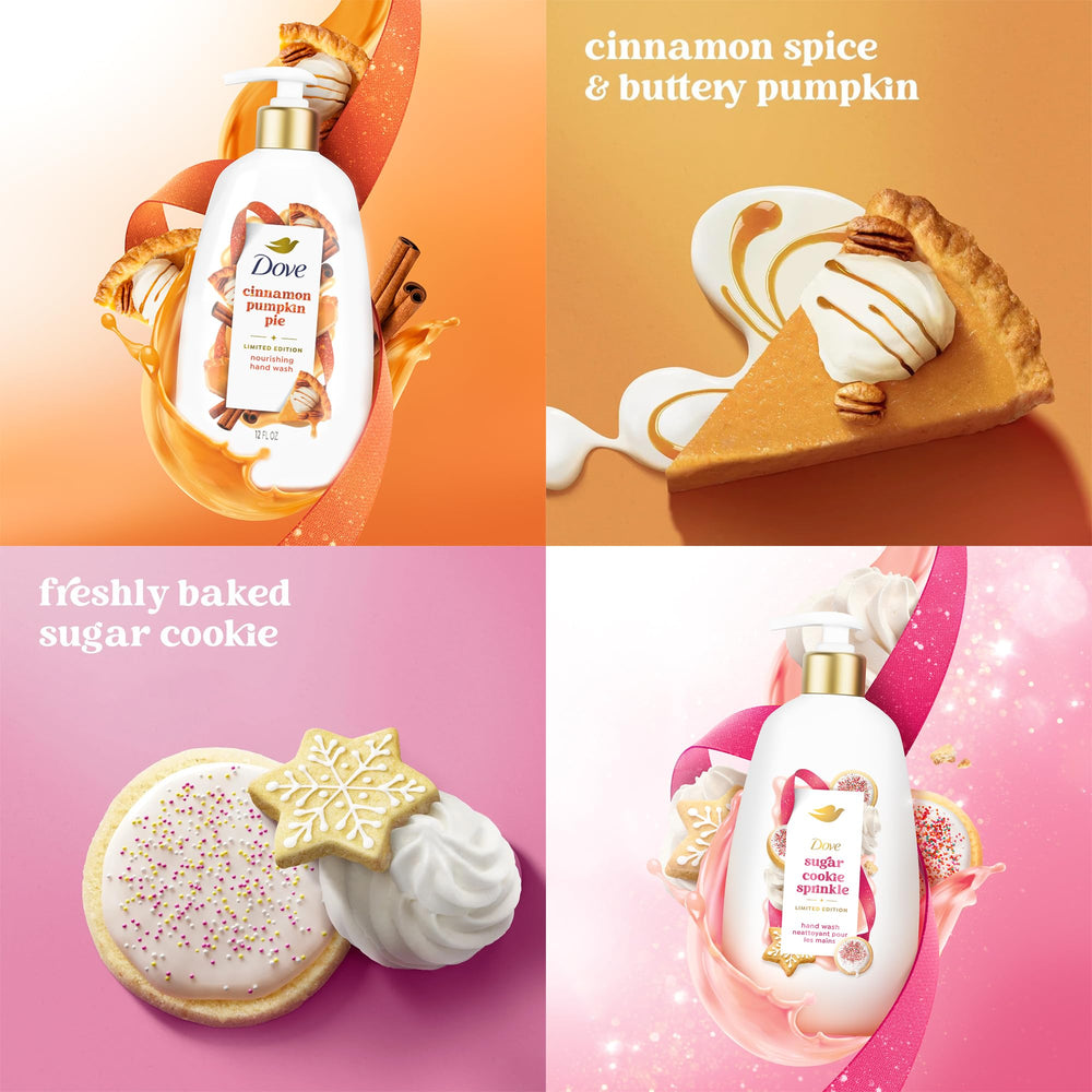 Dove Holiday Treats 3-pack gift set display with seasonal decorations.