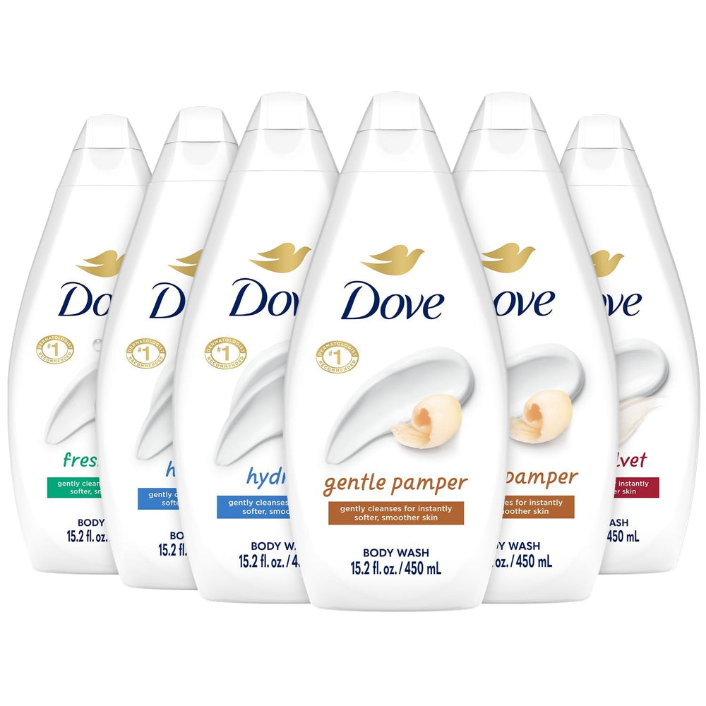 Dove Hydrate bottle pour highlights moisturizing body wash for daily skin hydration.