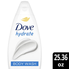 Dove Hydrate creamy lather shown, delivering rich cleansing without drying
