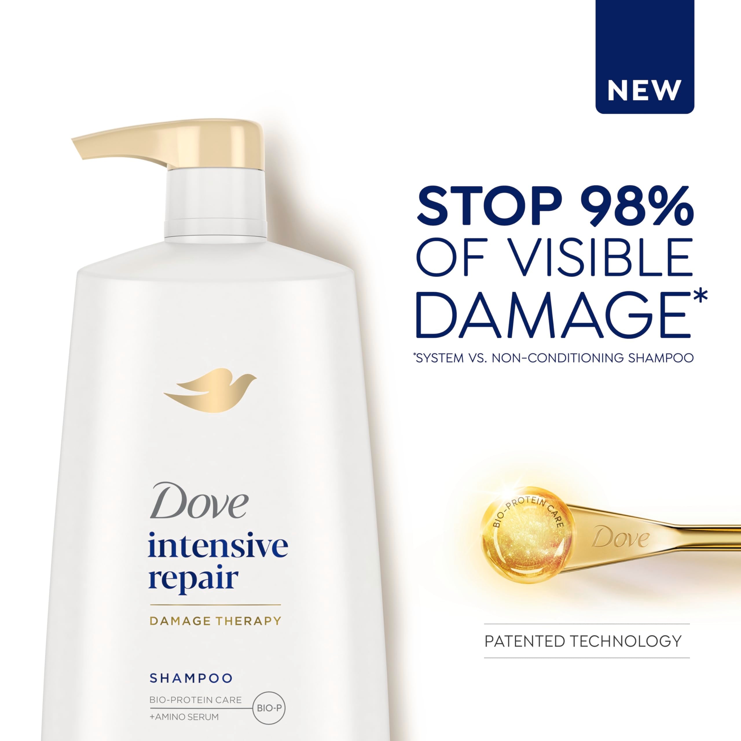 Dove Intensive Repair daily-use scene shows smooth, nourished hair after washing