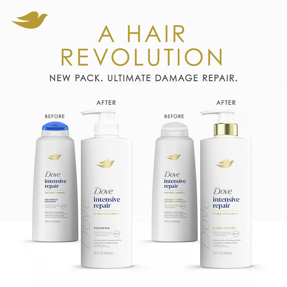 Dove Intensive Repair Serum bottle smooths hair and protects against heat