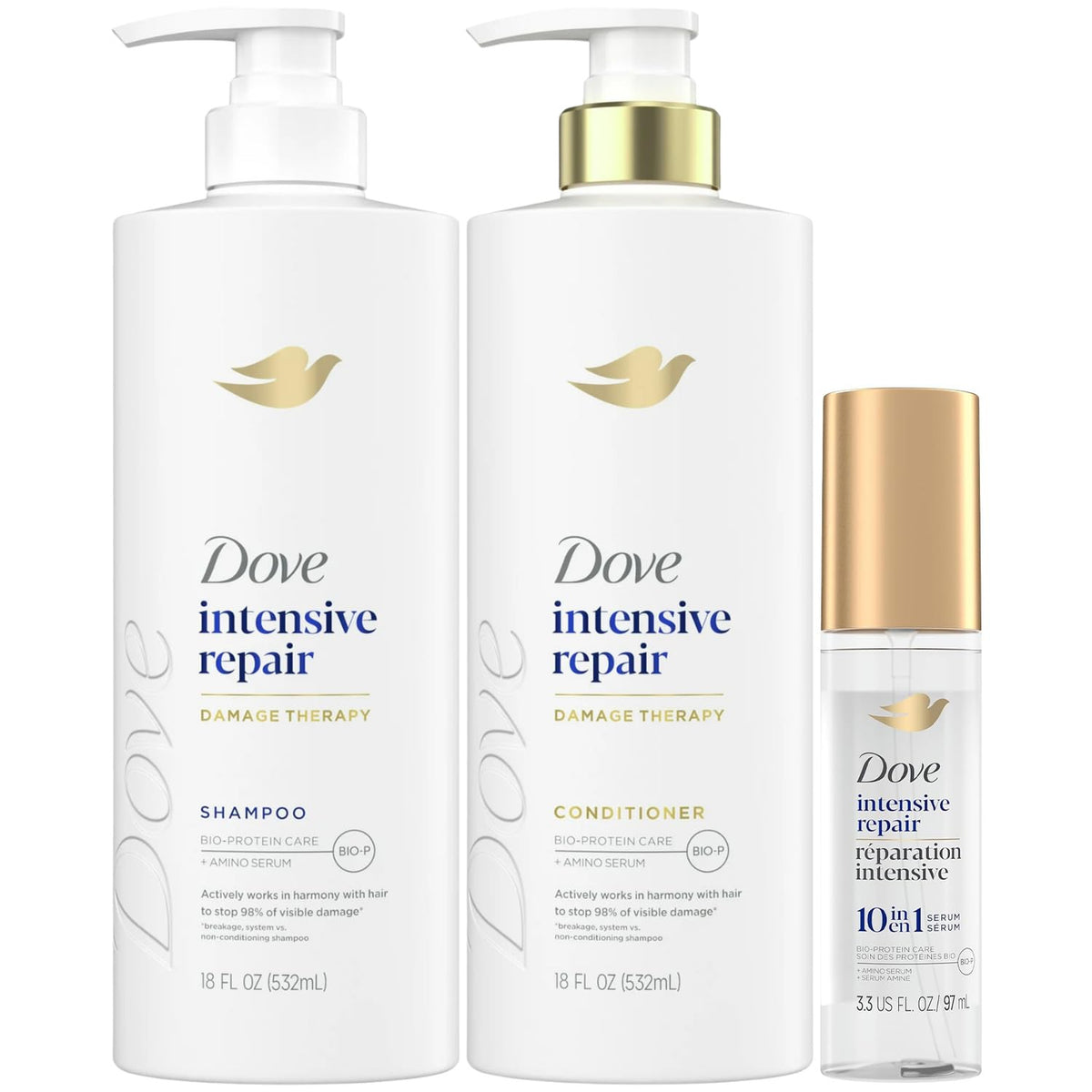 Dove Intensive Repair Shampoo bottle for damaged hair and cleansing action