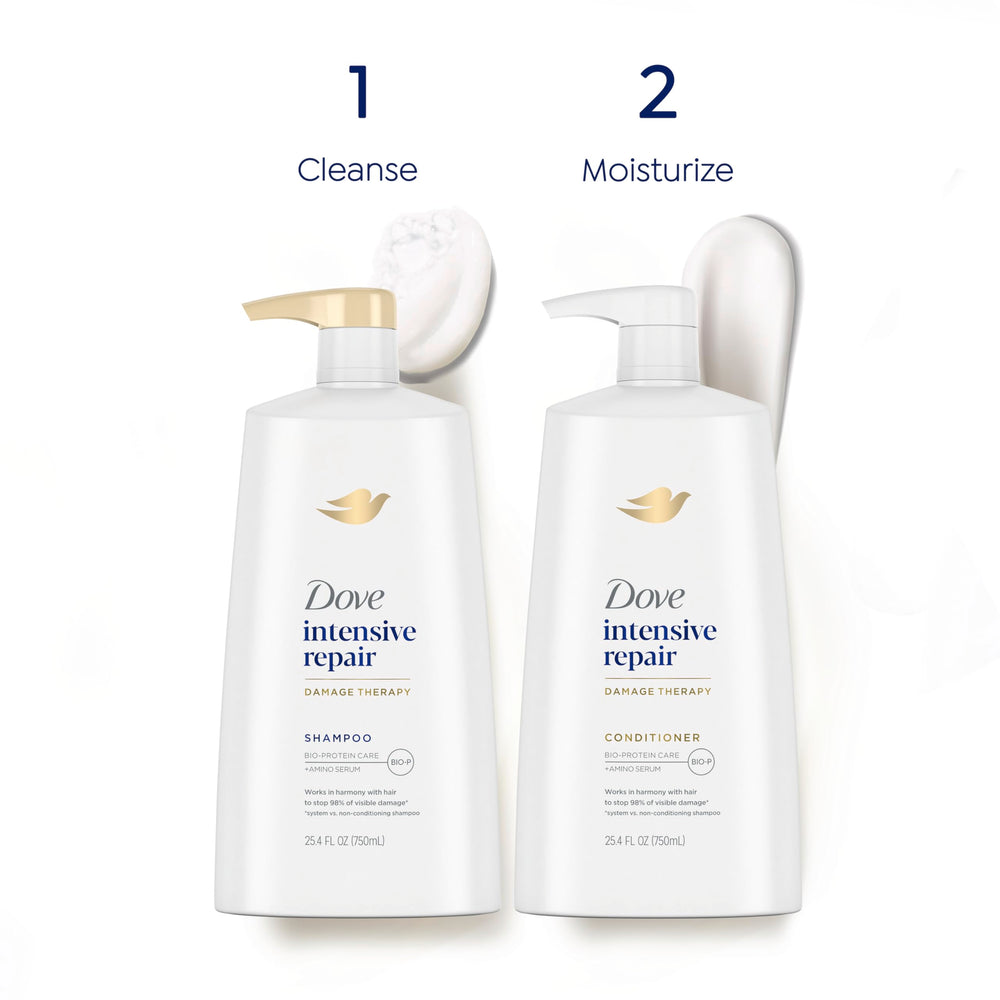 Dove Intensive Repair shampoo foamy lather demonstrates gentle cleansing for damaged hair