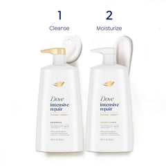 Dove Intensive Repair shampoo foamy lather demonstrates gentle cleansing for damaged hair