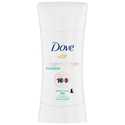Dove Sheer Cool Advanced Care antiperspirant bottle with invisible protection for all colors.