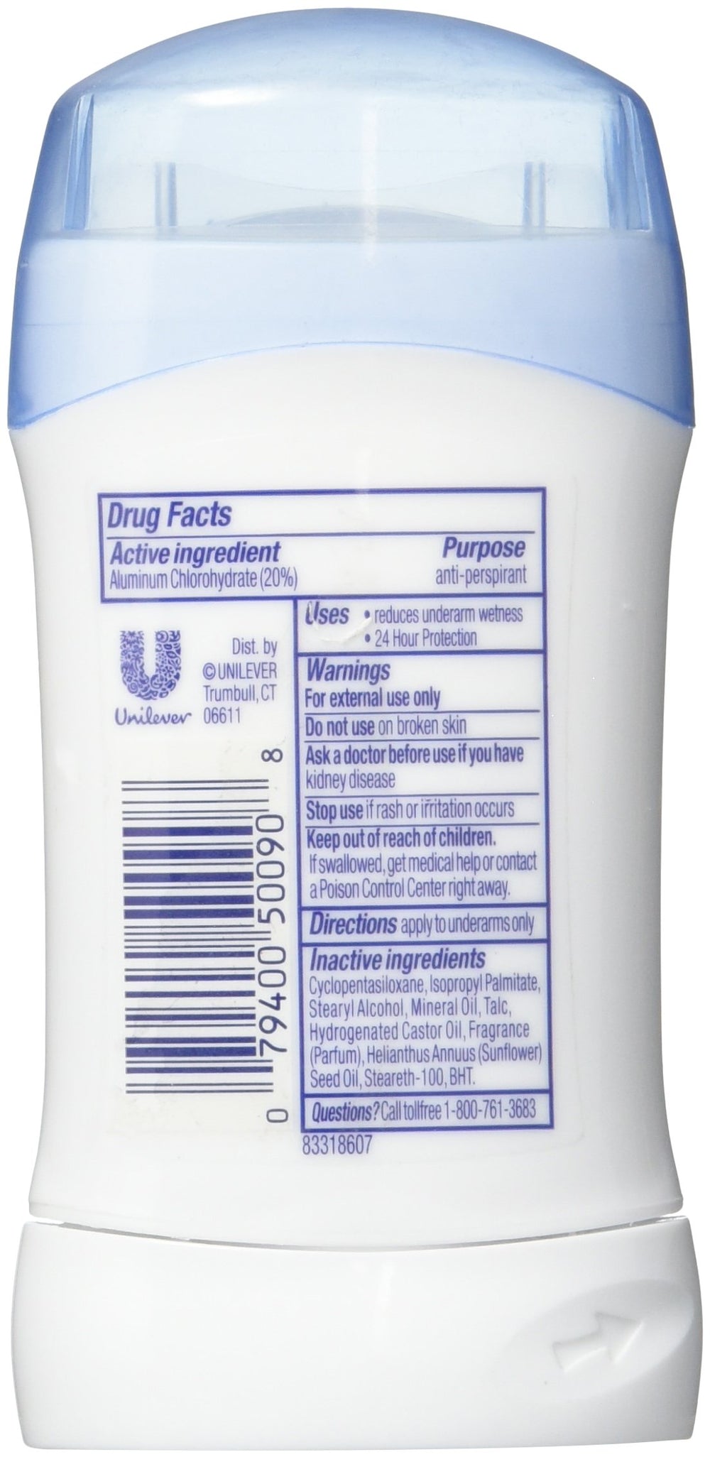 Dove Invisible Solid Fresh stick is shown being applied for a dry feel and quick absorption.