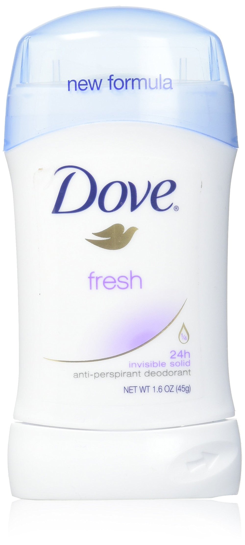 Dove Invisible Solid Fresh front view, 1.6 oz stick, five-pack for daily use.