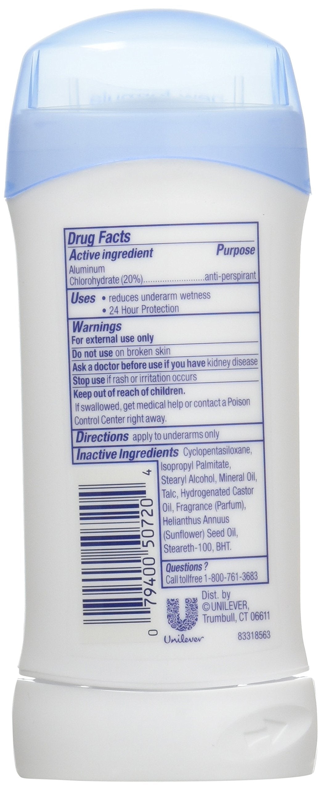 Dove invisible solid powder 6-pack back view showcases packaging and value.