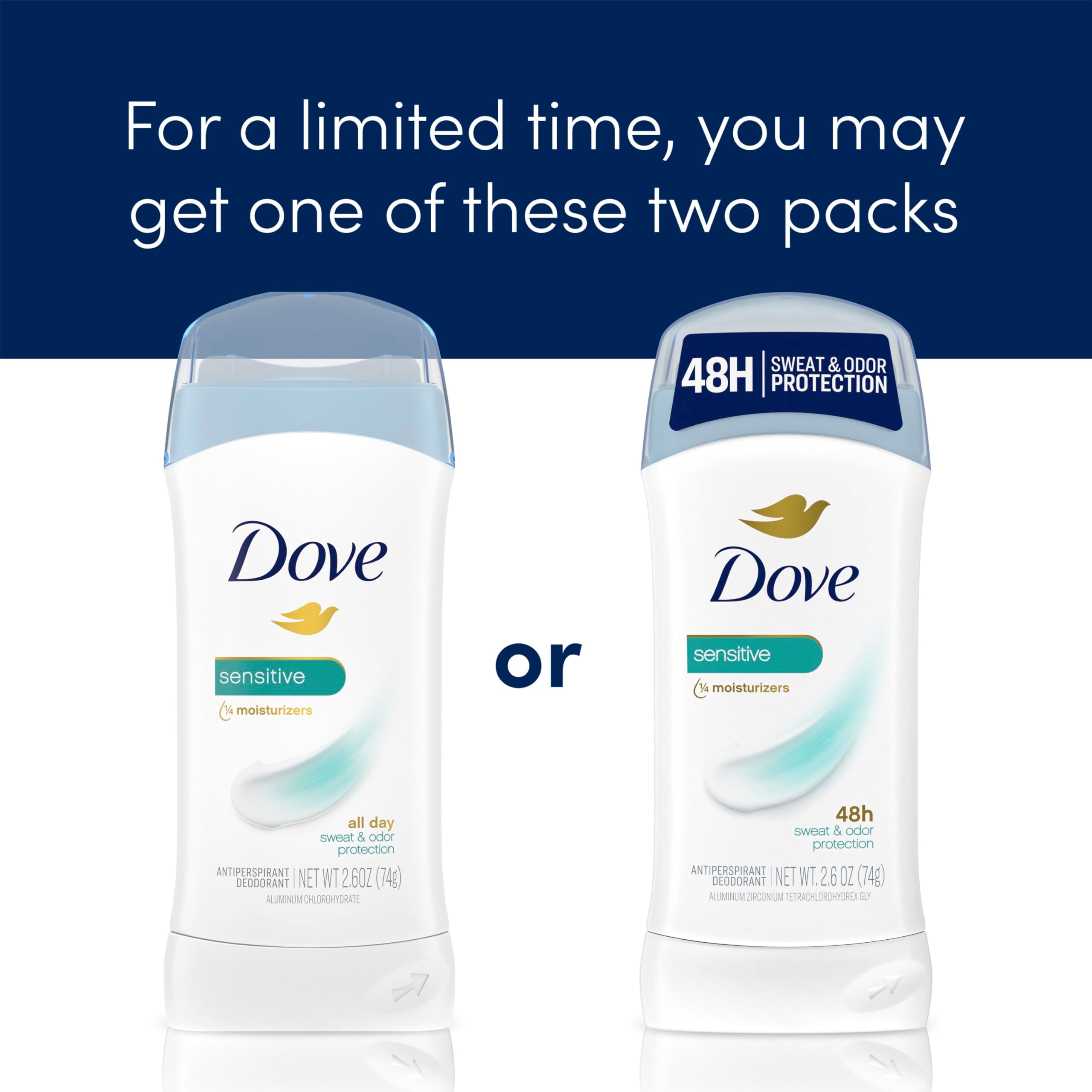 Packaging highlight showing 0% alcohol and moisturizers for sensitive skin.