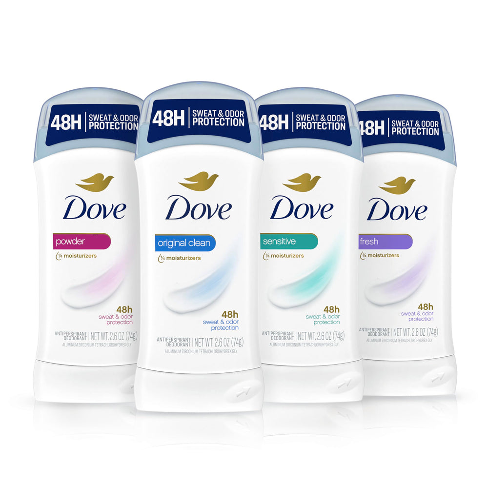 Fresh, light fragrance designed for sensitive skin on the Dove stick.