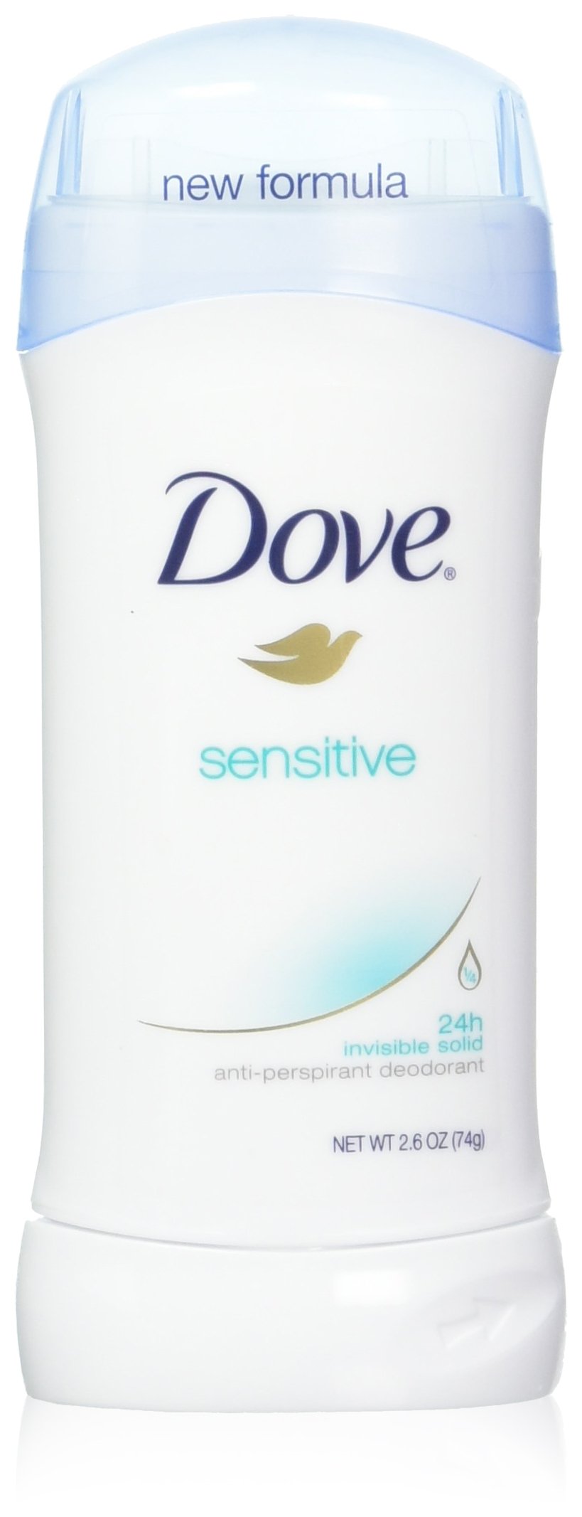 Dove Invisible Solid Sensitive Skin six-pack bottles for steady protection all day