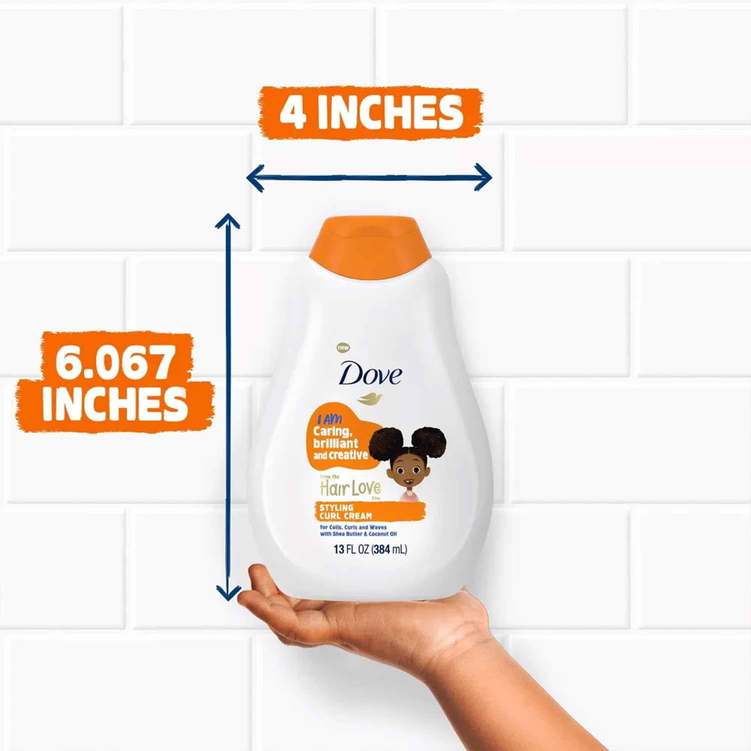 Dove Kids Shampoo bottle close-up highlighting tear-free, dermatologist-tested formula.