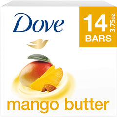 Dove Mango Butter Beauty Bar scented with mango and almond for pampering.