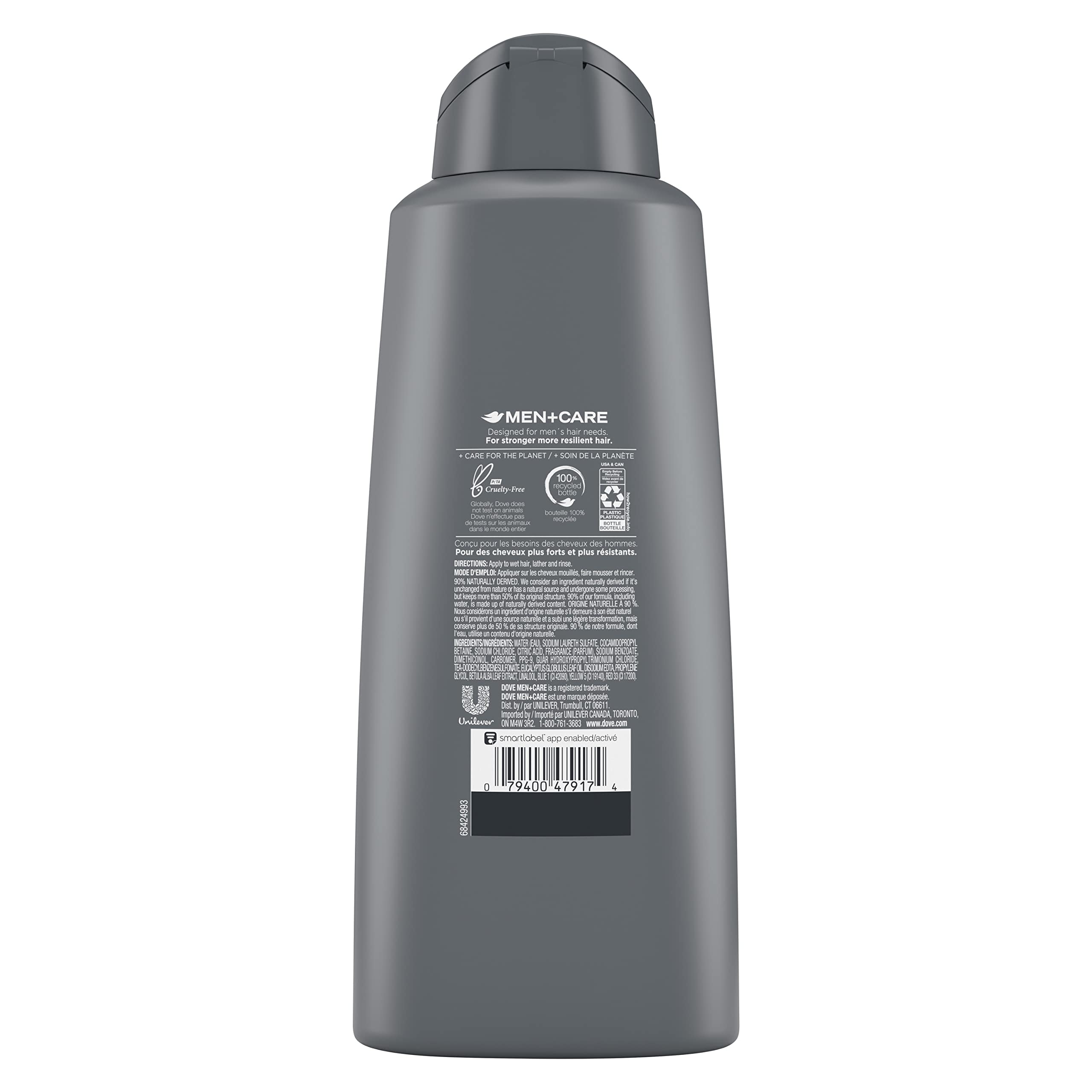 DOVE MEN + CARE 2-in-1 bottle in shower demonstrating all-over cleansing routine