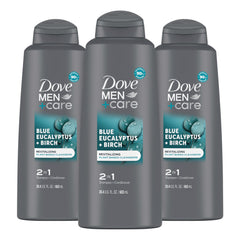 DOVE MEN + CARE 2-in-1 bottle front with Birch and Eucalyptus for daily freshness