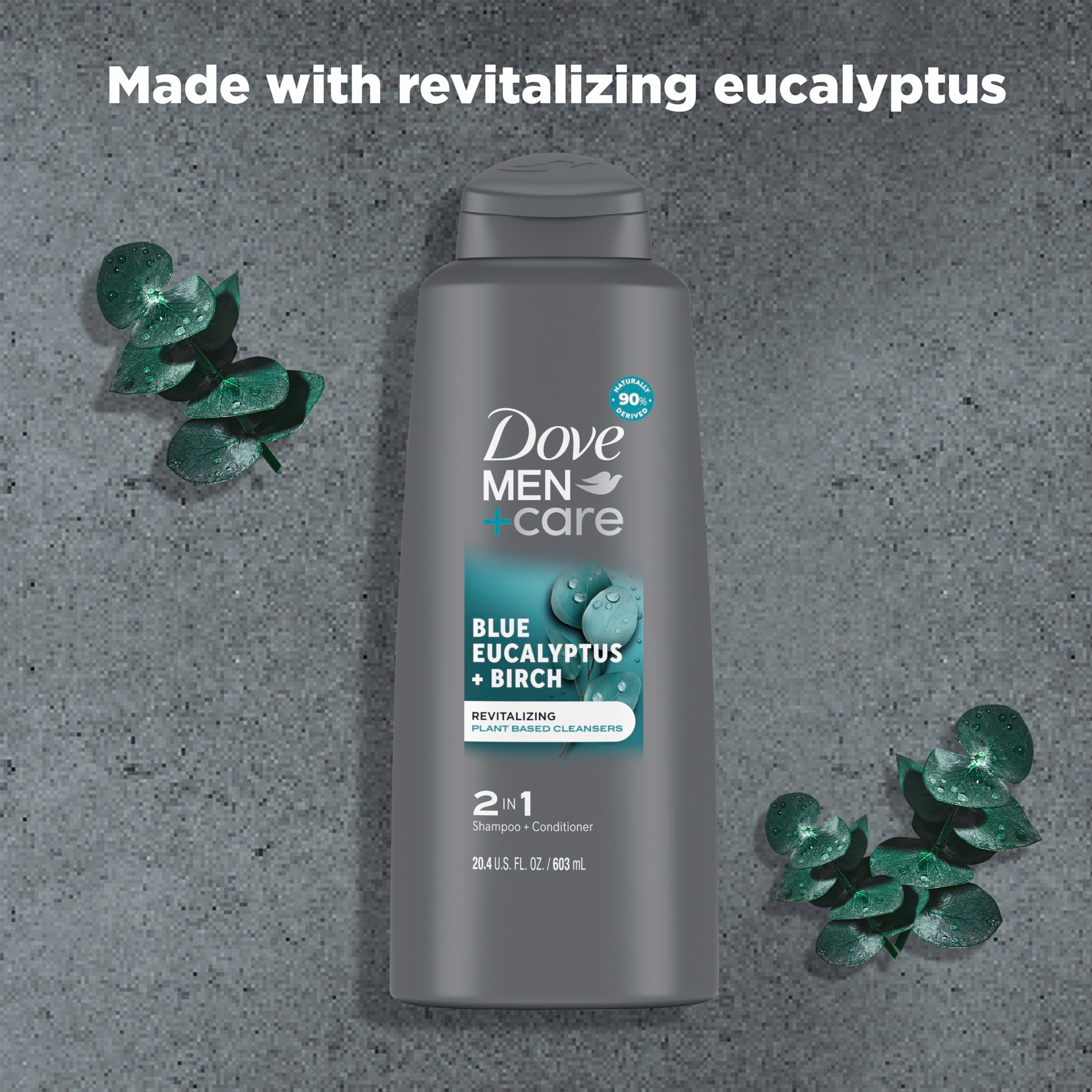DOVE MEN + CARE 2-in-1 bottle emphasizes long-lasting freshness