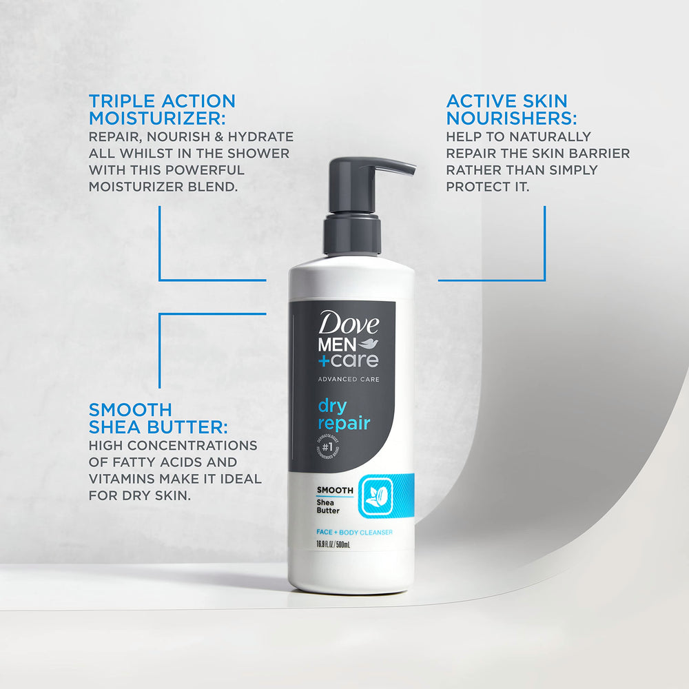 Dove Men+Care Advanced Care Dry Repair rich lather in hand