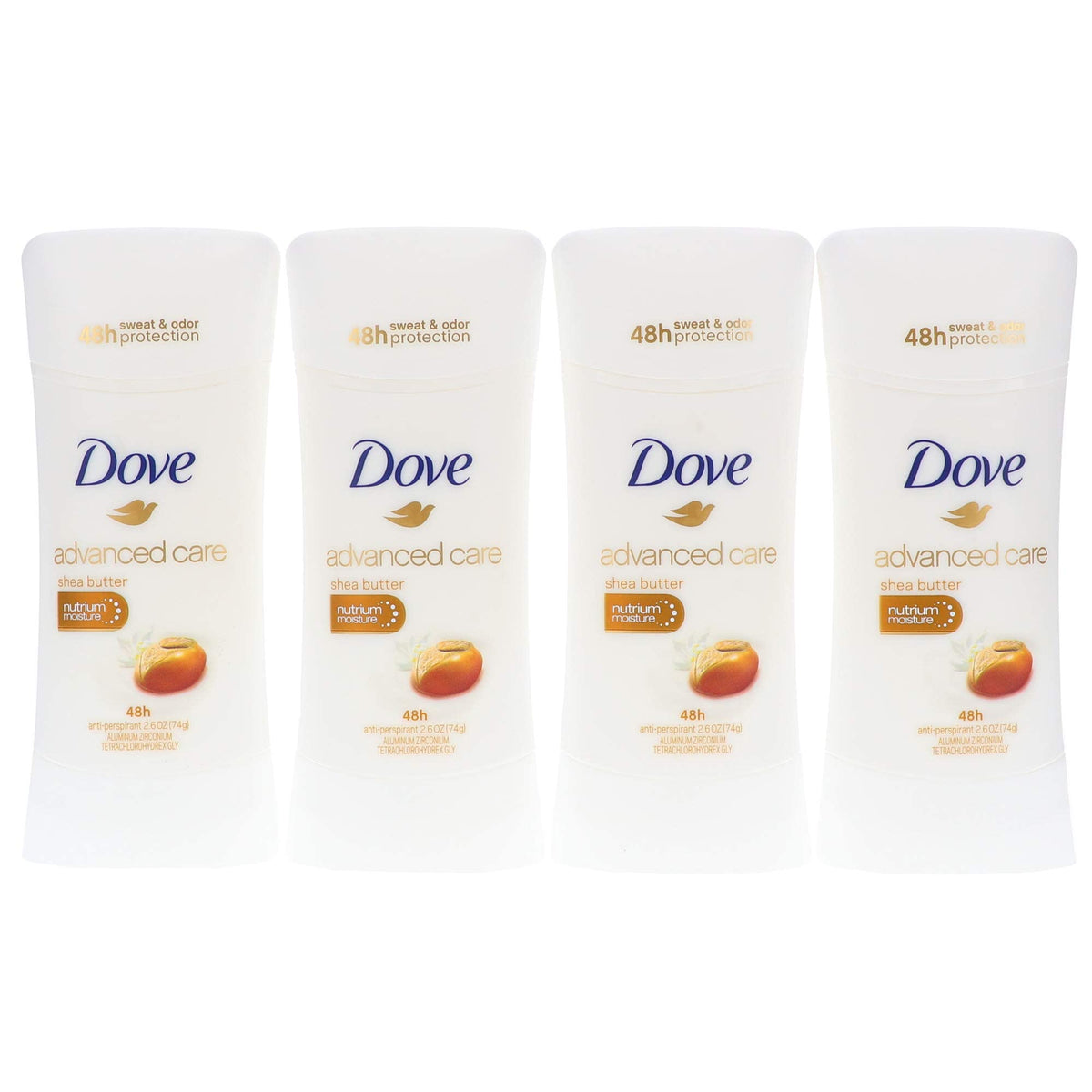 Dove Men+Care Advanced Care Shea Butter antiperspirant stick offers long-lasting protection.